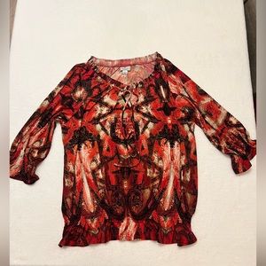 Worthington Red and Black Blouse Size PL
